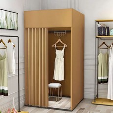 피팅룸 간이탈의실 스텐드형 이동식 옷가게 의류매장, 골드 암막 원단 대형 블랙 1m 너비 2m