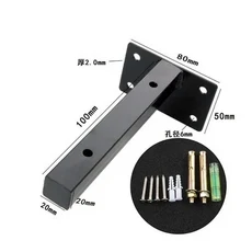 무거운 지지대가 있는 흰색 사각 튜브 앵글 브래킷 벽걸이 블랙 벤치 테이블 선반 DIY 가구 하드웨어 6-20, 01 100mm Black