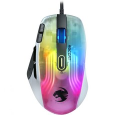 ROCCAT Kone XP PC 게이밍 마우스3D AIMO RGB 조명 포함 19K DPI 광학 센서 4D 크리스탈 스크롤 휠 멀티 버튼 디자인 유선 컴퓨터 마우스 – 블랙, Kone XP White_Gaming Mouse, 1개