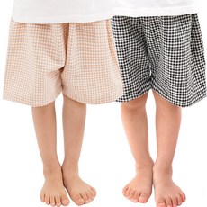 캐리루시 아동 파스텔 선염체크 5부바지 2종SET