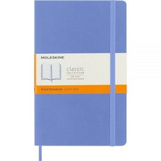 몰스킨 클래식 노트 소프트 커버 라지 12.7 x 21cm(5 8.25인치) 룰드/라인 하이드레인저 블루 192페이지, 몰스킨 클래식 노트, 소프트 커버, 라지 12.7 x