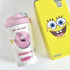 페어리아일랜드 귀여운 스펀지밥 보온 텀블러, 뚱이, 2개, 330ml