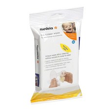 Medela Quick Clean 유축기 및 액세서리 물티슈 24개 재밀봉 가능한 팩 테이블 조리대 의자 등을 위한 편리하고 위생적인 이동 중 청소, 1개