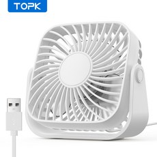 캠핑용 TOPK 4인치 USB 테이블 홈용 조용한 조정 스탠딩 책상 미니 속도 3개 휴대용 360도, White, 01 White