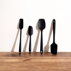 [為生活增添便利] 優質矽膠刮刀4件組烹飪用具組, 1套, 黑色