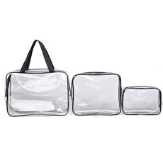 목욕용품 수납 PVC 파우치 3종세트 물놀이 투명 가방