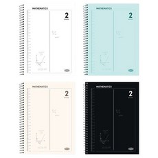 2분할 수학 연습장 무지노트 스프링 수학 공부 무선 스케치 레시피 백지 공책, 4개