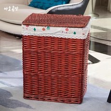 아소공방 다용도 라탄 빨래바구니 안감직물포함, 라이트 브라운