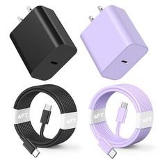 아이폰 16/15 충전기와 호환 가능 다채로운 USB C 충전 블록 타입 충전기 1.8m(6피트) to 케이블 16 15 프로/플러스/프로 맥스 패드 프로 12.9/11인, 아이폰 16/15 충전기와 호환 가능, 다채로운 USB