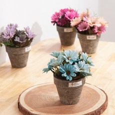 쁘디 홈데코 인테리어 조화화분 모음 꽃 장식 소품 카페 테이블 2, 04.엔틱데이지원형화분 18cmP-블루, 1개