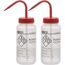 아세톤용 EISCO 2PK 세척병 500ml - 화학 정보 및 안전 정보 라벨 부착 1색 - 넓은 입 자가 환기 저밀도 폴리에틸렌 - 성능 플라스틱 랩