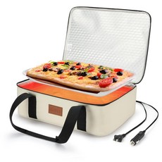 푸드 워머 전기 캐서롤 캐리어 - 자동차 트럭용 대형 가열 런치 백 12V/24V/110V 포트럭 요리 파티 피크닉 라자냐 러거 22.9cm x 33cm(9 x 13인치, Beige