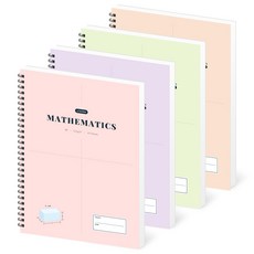 페이퍼릿 4분할 수학 노트 100g, 40매, 4개, 핑크+퍼플+그린+살몬