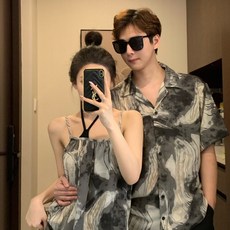 휴양지 휴가 원피스 커플룩 바캉스 셔츠 해변 비치 여름 드레스 세트 커플샷 여행