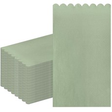 세이지 그린 종이 냅킨 세이지 그린 게스트 냅킨 일회용 2겹 장식 단색 핸드 타월 디너 냅킨 브라이덜 샤워 베이비 샤워 웨딩 생일 디너 파티 용품 100팩, 세이지 그린 스캘럽 엣지 게스트