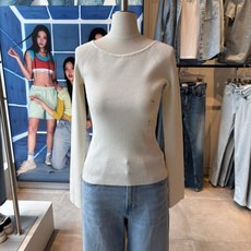 캘빈클라인 진 여성 슬림핏 골지 니트 티셔츠 44D399G-YAS AKG032 ILP789