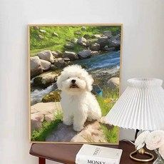 귀여운 강아지 DIY 수채화 페인팅 세트 셀프 피포페인팅 그림 그리기, 50x70cm, qz3336, 1개