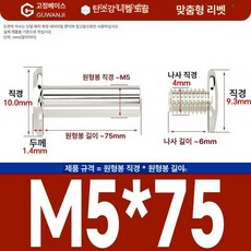 니켈 도금 앨범 고정용 나사 세트 리벳 DIY 부속품 핀 팝너트 사진 연결 너트, 1개, M5x75 10개