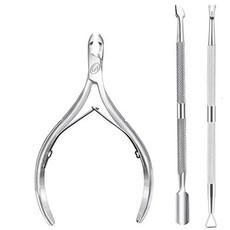 큐티클 푸셔가 장착된 니퍼 - 전문가용 스테인리스 스틸 리무버 및 커터 내구성 있는 매니큐어 페디큐어 도구 손톱과 발톱에 완벽한 뷰티 실버, Black, 1