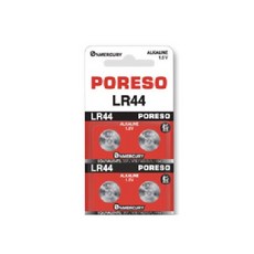 [일반우편배송] 포레소셀 PORESO LR44 알카라인 1.5V 버튼셀 배터리, 1개, 4개입