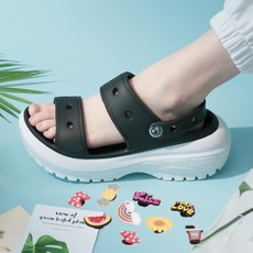 ELISIO 女款厚底洞洞涼鞋+造型鞋扣組 10入