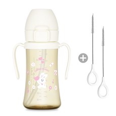 그로미미 X 노티드 PPSU 빨대컵 + 빨대세척솔(2P) 세트, PPSU 크림버니 빨대컵 + 빨대세척솔(2P), 300ml, 1개