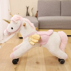 승마 목마 이동식 바퀴 선물 대형 생일 장난감 말 성인용 브라운미끄럼말(하중50kg), C. 베이지, 1개