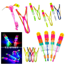 불빛 낙하산 새총 대형 고무줄 바람개비 플라잉 LED 장난감 어린이 답례품 선물 판촉 놀이완구, 랜덤(대형), 1개