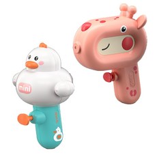 감성팩토리 미니 캐릭터 물총 공룡 기린 오리 물총, 2개, 핑크+화이트