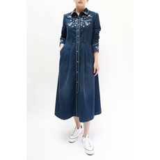 비꼴리끄 데님 자수셔츠 카라 원피스 656343