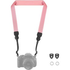 쌍안경 스트랩 가죽 카메라 넥 실리콘 - 패딩 1.5인치 와이드 조절 가능한 나일론 어깨 캐논 니콘 소니 등 다양한 DSLR 및 미러리스 블랙와 호환됩니다, Peach Pink, Solid color
