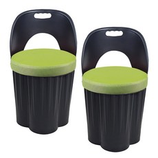 천하퍼니처 국내생산 등받이 일체형 수납 원통의자 블랙, 블랙/그린, 2개