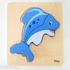 브이커머스 소근육장난감 원목 베이비퍼즐 돌고래
