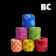 BC 컬러 코반 자가점착밴드 손가락 붕대 강아지 신발 세트, 5cm X 4.5m(2인치)5+1, 6개