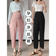 孕婦闊腿褲 夏季薄款冰絲休閒褲 寬鬆托腹褲 - 小個子夏裝