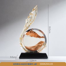 原創高檔金箔流沙畫客廳辦公室酒櫃裝飾送禮體面擺件, 金箔風生水起流沙擺件A款