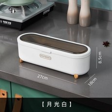 輕奢餐具收納盒 瀝水筷子盒 防塵帶蓋勺子筷子筒 食品級廚房調味盒, 【月光白】筷子盒, 1個