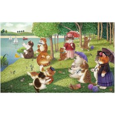 Pintoo 직소 퍼즐 성인용 1000피스 - Nyangsongi - 고양이 섬의 일요일 오후 아름다운 플라스틱 퍼즐 홈 데코용 먼지 없는 쉬운 보관 [H3183], Pintoo 직소 퍼즐 성인용 1000피스 - Nyan