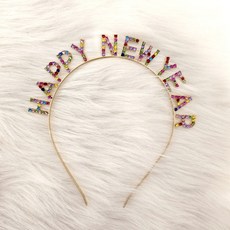 Happy New Year 해피뉴이어 메탈릭 머리띠 컬러 연말 새해 파티