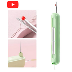 루이 휴대용 실꿰기 실밥제거기 이중 기능의 컴팩트 바느질 도구, 1개, 초록색