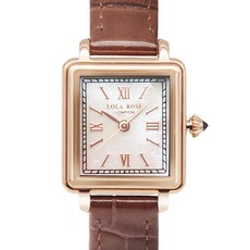 LOLA ROSE 玫瑰金框 白色貝殼面 咖啡色皮革 小巧方形 女錶 22mm