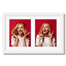 DUENPY 31.9x33.1cm12.2x13.1인치 폴라로이드 콜라주 프레임 폴라로이드 5.1x7.6cm2x3인치 미니 즉석 프린트 사진 12개의 구멍이 있는 미니 액자, 12x19（8x10 opening）, 화이트