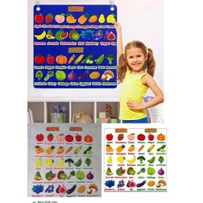 幼兒水果蔬菜認知布貼 62片圖案 觸覺學習教具, 詳見包裝, 詳見包裝