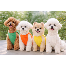 강아지 민소매 나시 크레용 애견 여름옷, 1개, 크레용 민소매 나시 화이트