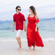 여름 커플룩 빨강 신혼여행 커플룩 바캉스 원피스 휴양지 커플룩 허니문 커플룩 해외여행룩 여자 휴양지 원피스 바캉스룩 허니문 원피스 여성휴양지룩원피스 여행용 원피스 휴양지