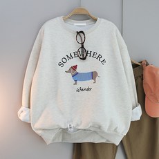 달콩 여성 빅사이즈 겨울티 모자퍼피오버핏맨투맨(기모)