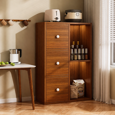 주방 정리용 다용도 수납장 식탁 옆과 거실 공간 활용에 적합한 선반장, 진갈색