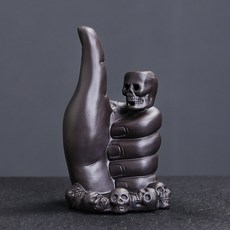 紫砂倒流香薰爐工藝品擺件 創意歐美骷顱頭手掌檀香倒流香爐, 1個