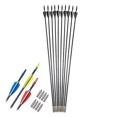 FRP 고무깃 화살 6mm 80cm 10발 세트 리커브보우 양궁 국궁 활 frp화살 초보 입문자 연습용 레저용, 블랙, 1세트