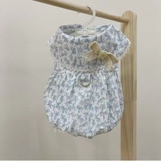DFMEI 狗狗衣服夏季薄款帶牽引扣法式碎花仙女裙子新款寵物比熊泰迪貓咪, 1個, 藍色